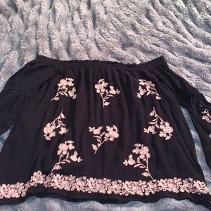 Black American eagle off the shoulder top